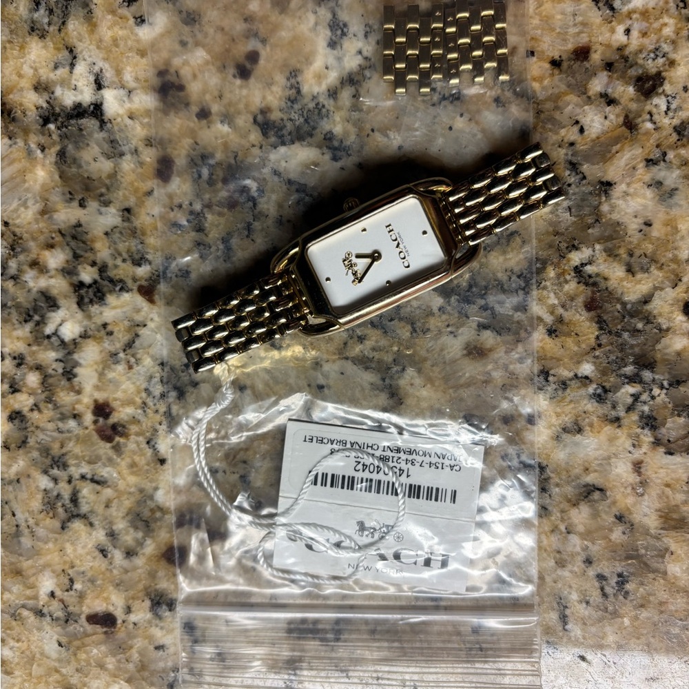 Coach Gold and Black Rectangular Watch